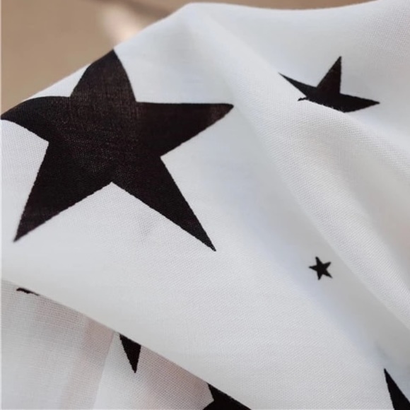 🌟Stars Cotton White Black Swim Coverup - Picture 7 of 8